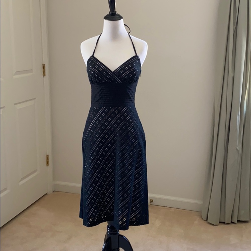WHBM Black Lined Halter dress